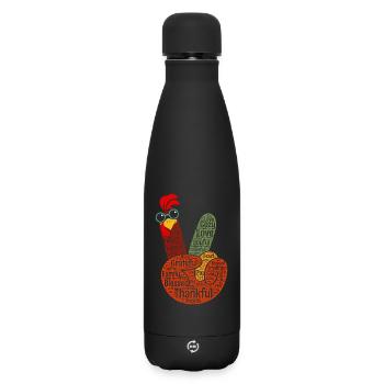 Grateful Peace Sign Hand - Matte Insulated Water Bottle 500 ml - black - Front