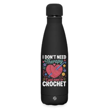 Du crochet de cœur de fil au lieu de la thérapie - Bouteille isotherme SOFT TOUCH 500 ml - noir - Devant
