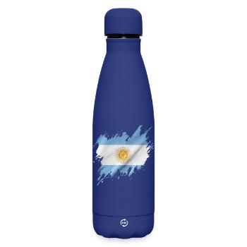Flagge Argentiniens, Rissen-Stil - Matte Thermosflasche 500 ml - Dunkelblau  - Vorne