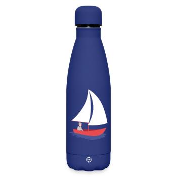 Nautic Design Sailboat Serenity in Red Hull - Matte Insulated Water Bottle 500 ml - dark blue  - Front