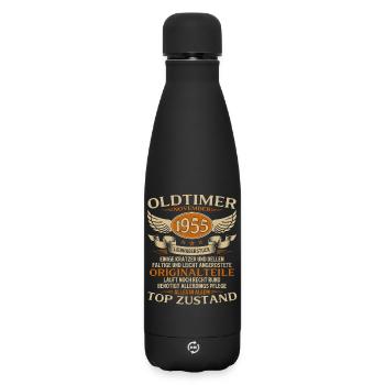 70. Geburtstag Geschenk Oldtimer November 1955 - Matte Thermosflasche 500 ml - Schwarz - Vorne
