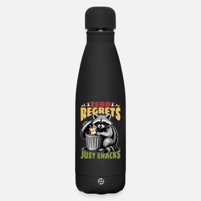 Funny Raccoon - Matte Insulated Water Bottle 500 ml - black