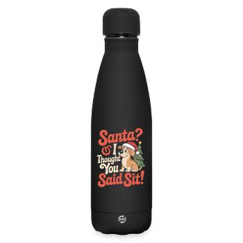 Lustiger Weihnachtshund - Matte Thermosflasche 500 ml - Schwarz - Vorne