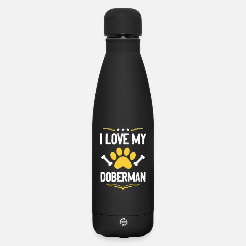 Dobermann Liebhaber Motiv - Matte Panorama Thermosflasche 500 ml - Schwarz