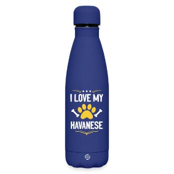 Ich liebe meinen Havaneser - Matte Thermosflasche 500 ml - Dunkelblau  - Vorne