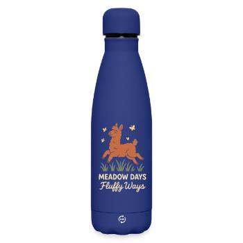 Cottagecore Lama Ästhetisches Süßes Nutztier - Matte Thermosflasche 500 ml - Dunkelblau  - Vorne