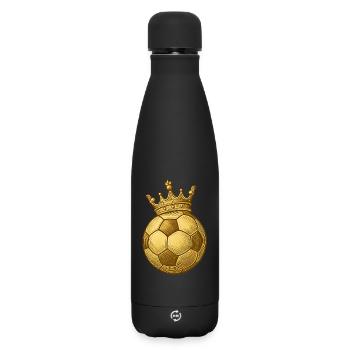 Golden Football with Crown – Fan & Ultras Design - Matte Insulated Water Bottle 500 ml - black - Front