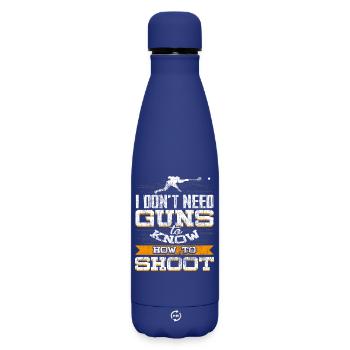 Lacrosse Humor I Know How to Shoot Without Guns - Matte Thermosflasche 500 ml - Dunkelblau  - Vorne