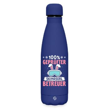 Skilehrer 100 % GEPRÜFTER SKIHASERL BETREUER - Matte Thermosflasche 500 ml - Dunkelblau  - Vorne