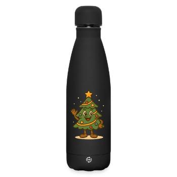 Lustiges Weihnachtsbaum-Cartoon-Winking-Design - Matte Thermosflasche 500 ml - Schwarz - Vorne