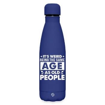 Im gleichen Alter wie alte Leute lustiges Opa-Witzzitat, Zitat - Matte Thermosflasche 500 ml - Dunkelblau  - Vorne