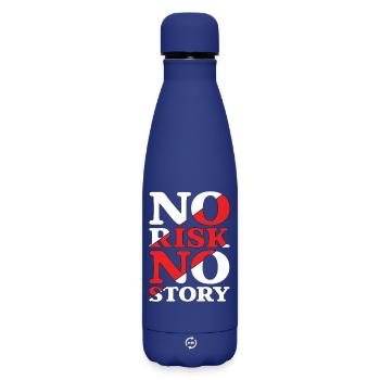 No Risk No Story - Matte Insulated Water Bottle 500 ml - dark blue  - Front