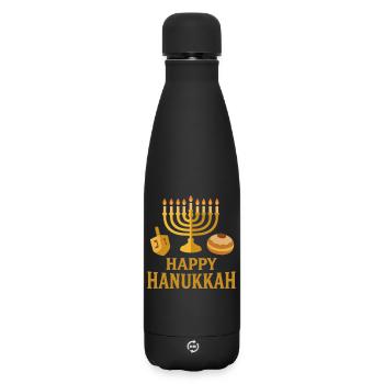 Golden Menorah Happy Hanukkah - Matte Insulated Water Bottle 500 ml - black - Front