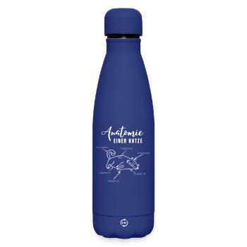Anatomie einer Katze – alles flauschig - Matte Thermosflasche 500 ml - Dunkelblau  - Vorne