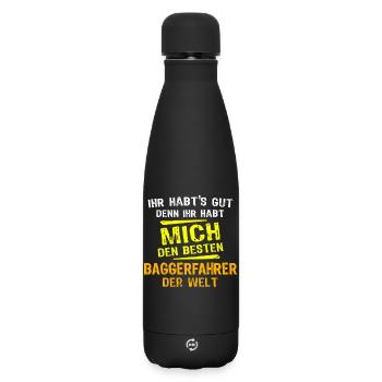 Excavator Driver Gift - Matte Insulated Water Bottle 500 ml - black - Front