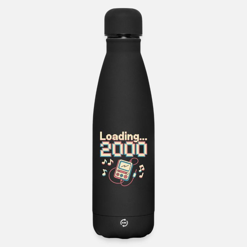 Y2K Pixel Design – Loading 2000 - Matte Thermosflasche 500 ml - Schwarz