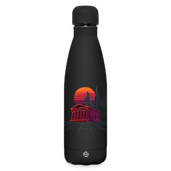 Neon Skyline Meets Ancient Columns - Athens - Matte Insulated Water Bottle 500 ml - black - Front