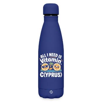 Cyprus All I Need Is Vitamin Cyprus Cyprus Flag - Matte Insulated Water Bottle 500 ml - dark blue  - Front