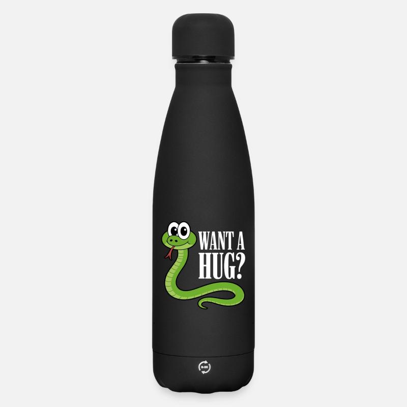 Tu veux un câlin ? Dessin animé de serpent mignon - Bouteille isotherme SOFT TOUCH 500 ml - noir