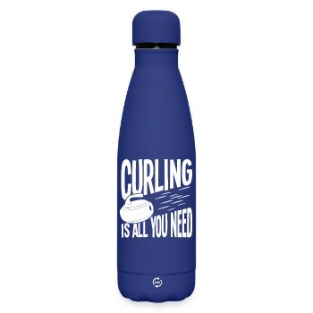 Curling Ist Alles, Was Du Brauchst - Matte Thermosflasche 500 ml - Dunkelblau  - Vorne