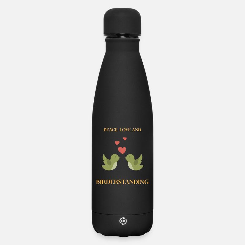 FRIEDEN, LIEBE UND VOGELBEOBACHTUNG - Matte Thermosflasche 500 ml - Schwarz