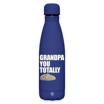 Grandpa You Totally Rock Funny Pun Grandpa Design - Matte Insulated Water Bottle 500 ml - dark blue  - Front