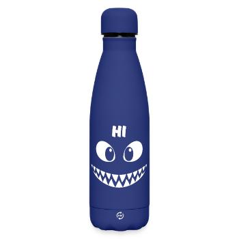 Hai | Big Face Kostüm Karneval Verkleidung - Matte Thermosflasche 500 ml - Dunkelblau  - Vorne