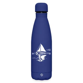 Segelboot Pixel Grafik - Matte Thermosflasche 500 ml - Dunkelblau  - Vorne