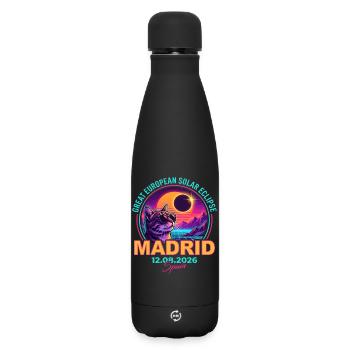 Solar Cat Madrid Eclipse 2026 - Matte Insulated Water Bottle 500 ml - black - Front