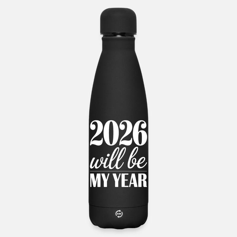 2026 blir mitt år - Motivasjon for det nye året - SOFT TOUCH termoflaske 500 ml - svart