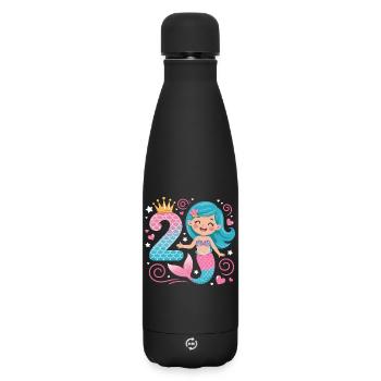 Meerjungfrau 2. Geburtstag 2 Jahre - Matte Thermosflasche 500 ml - Schwarz - Vorne