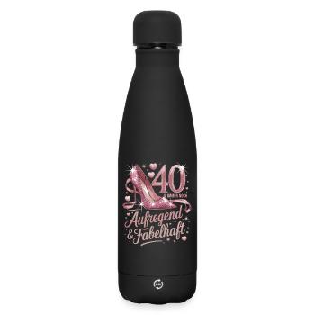 40 & Still Exciting & Fabulous Pink High - Matte Insulated Water Bottle 500 ml - black - Front