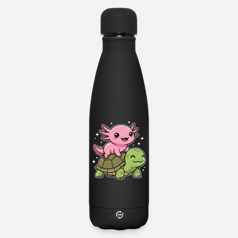 Axolotl and turtle - Matte Insulated Water Bottle 500 ml - black