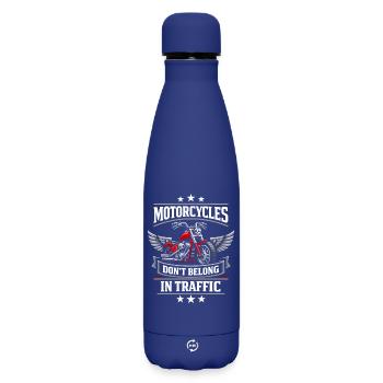 Humour de la circulation à moto, Le Conducteur - Bouteille isotherme SOFT TOUCH 500 ml - bleu foncé  - Devant