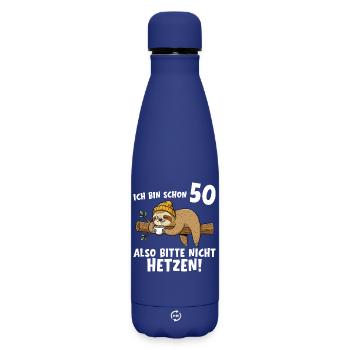 50. Geburtstag Bitte nicht hetzen 50 Jahre - Matte Thermosflasche 500 ml - Dunkelblau  - Vorne