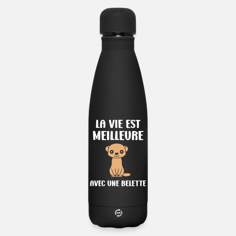 Better life with a weasel - Matte Insulated Water Bottle 500 ml - black