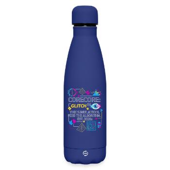 Corecore Glitch Simulation Algorithm Collage - Matte Thermosflasche 500 ml - Dunkelblau  - Vorne