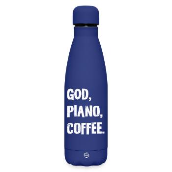 GOD PIANO COFFEE Typographie - Bouteille isotherme SOFT TOUCH 500 ml - bleu foncé  - Devant
