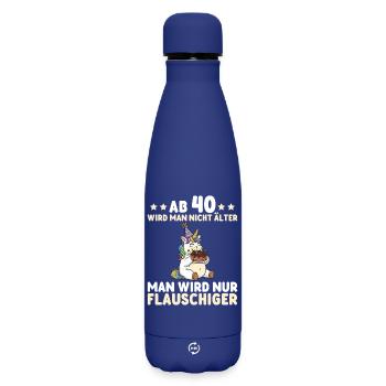 40th Birthday Unicorn – You Only Get Fluffier - Matte Insulated Water Bottle 500 ml - dark blue  - Front