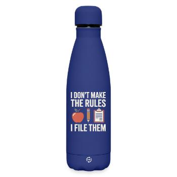 Funny Secretary Saying Don't Make Rules File Them - Matte Insulated Water Bottle 500 ml - dark blue  - Front