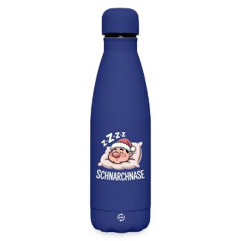 Humour du Père Noël ronflant Zzz - Bouteille isotherme SOFT TOUCH 500 ml - bleu foncé  - Devant