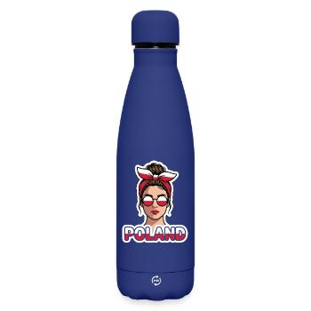 Fille polonaise avec des lunettes de soleil drapeau - Bouteille isotherme SOFT TOUCH 500 ml - bleu foncé  - Devant