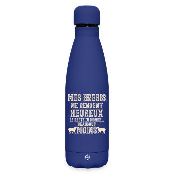 Meine Schafe machen mich glücklich Humorzüchter - Matte Thermosflasche 500 ml - Dunkelblau  - Vorne