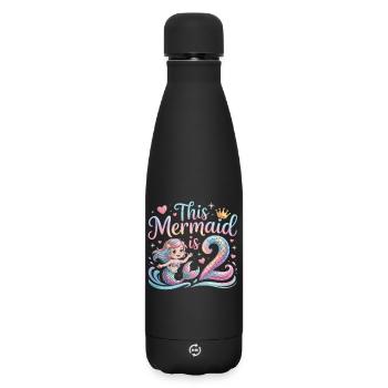 Meerjungfrau 2. Geburtstag 2 Jahre - Matte Thermosflasche 500 ml - Schwarz - Vorne