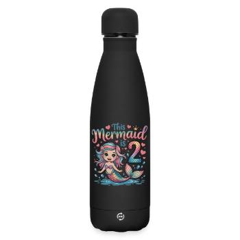 Sirène 2e anniversaire 2 ans - Bouteille isotherme SOFT TOUCH 500 ml - noir - Devant
