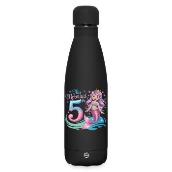 Mermaid 5th Birthday 5 Years - Matte Insulated Water Bottle 500 ml - black - Front