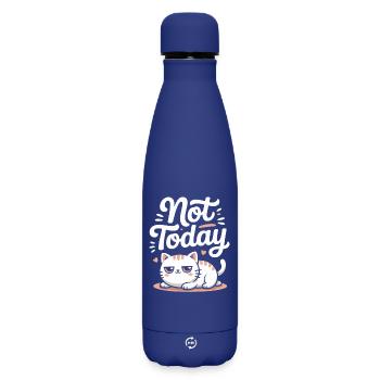 Katzen Spruch Not Today Büro Cat Homeoffice Katze - Matte Thermosflasche 500 ml - Dunkelblau  - Vorne