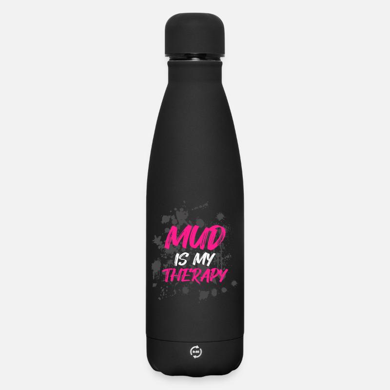 Mud is my therapy Schlammlauf Mud Run Muddy Race - Matte Insulated Water Bottle 500 ml - black