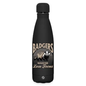 Funny Animal Badger - Matte Insulated Water Bottle 500 ml - black - Front