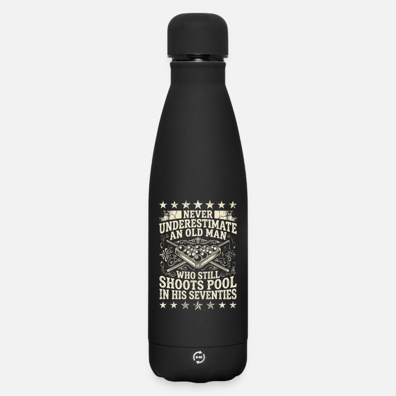 Ne sous-estime jamais le vieux à la table de billard - Bouteille isotherme SOFT TOUCH 500 ml - noir